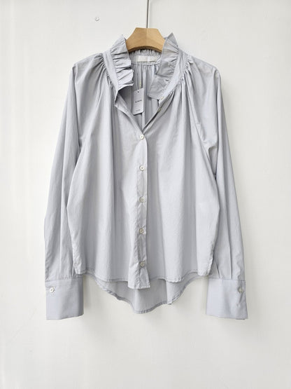 Bio-Washed Ruffle Collar Blouse