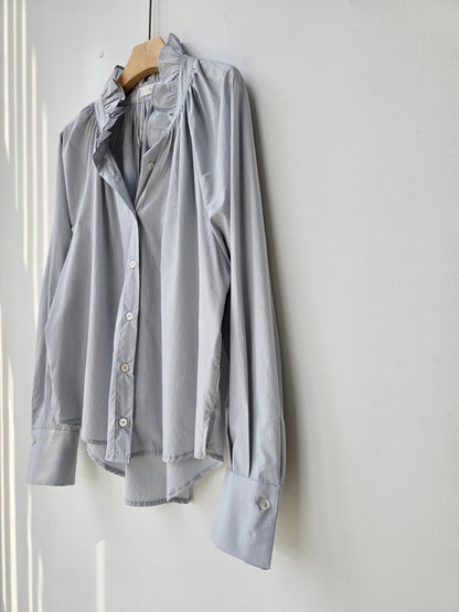 Bio-Washed Ruffle Collar Blouse