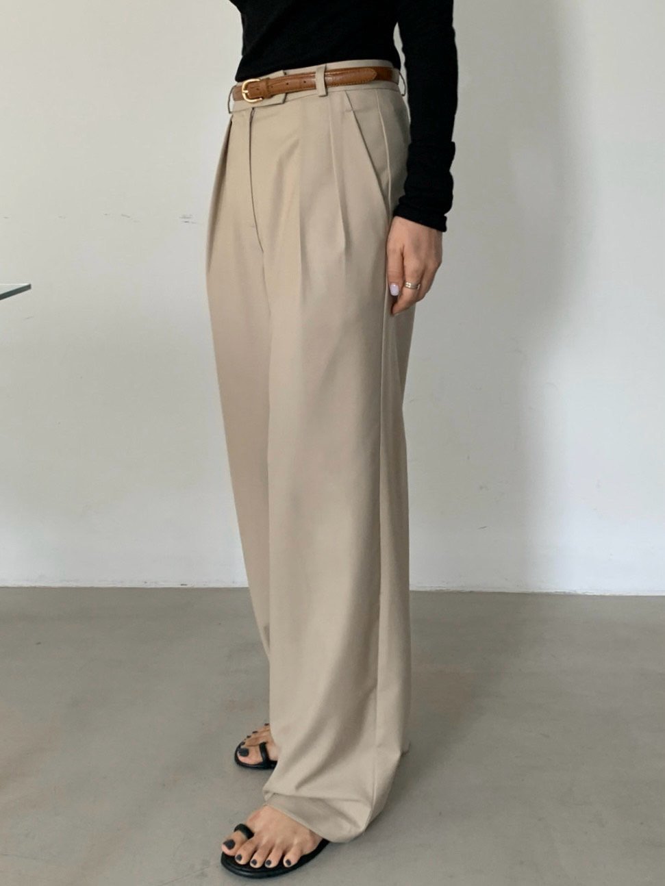 Pintuck Wide-Leg Trousers