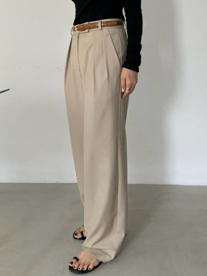 Pintuck Wide-Leg Trousers