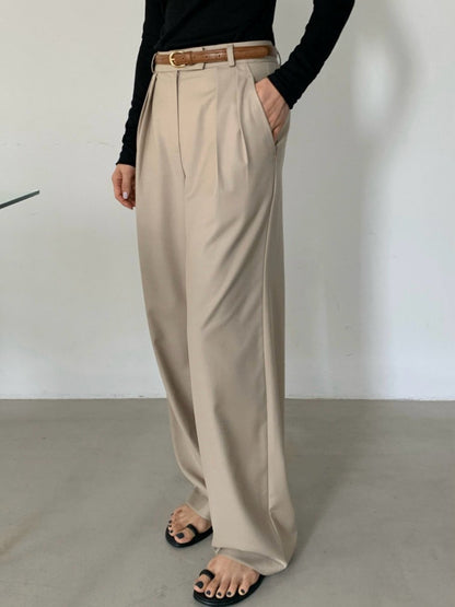Pintuck Wide-Leg Trousers