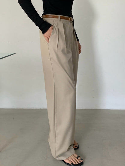 Pintuck Wide-Leg Trousers