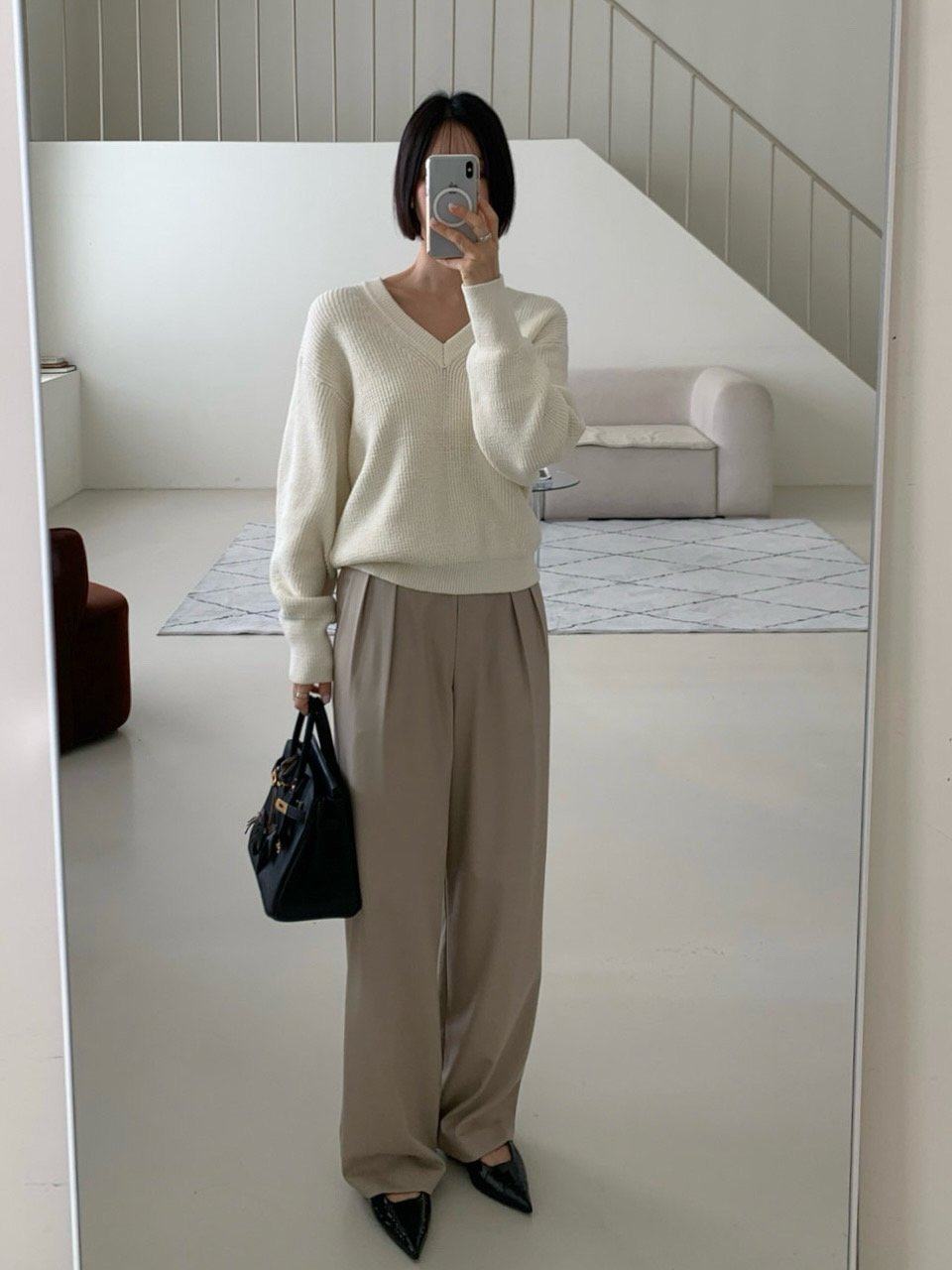 Pintuck Wide-Leg Trousers