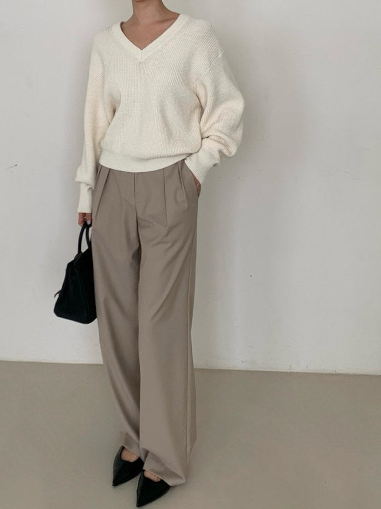 Pintuck Wide-Leg Trousers