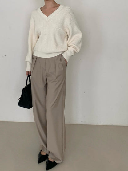 Pintuck Wide-Leg Trousers
