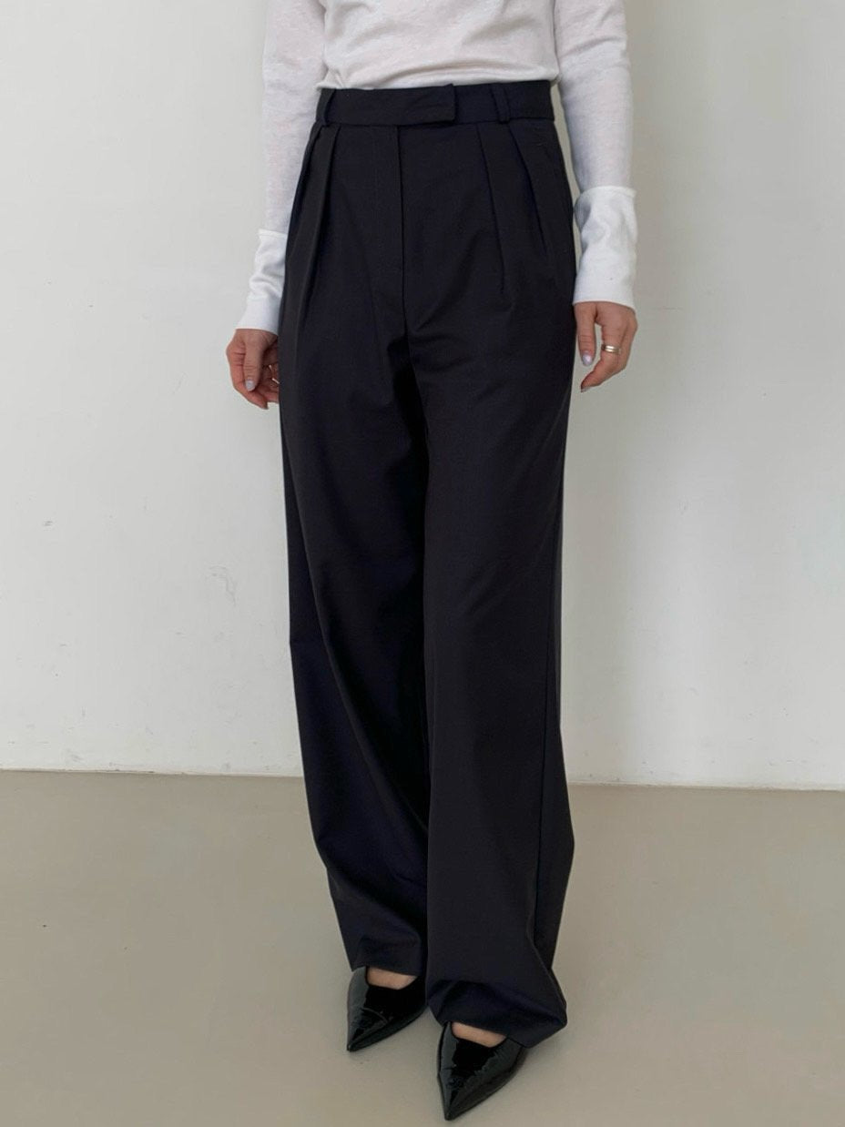 Pintuck Wide-Leg Trousers