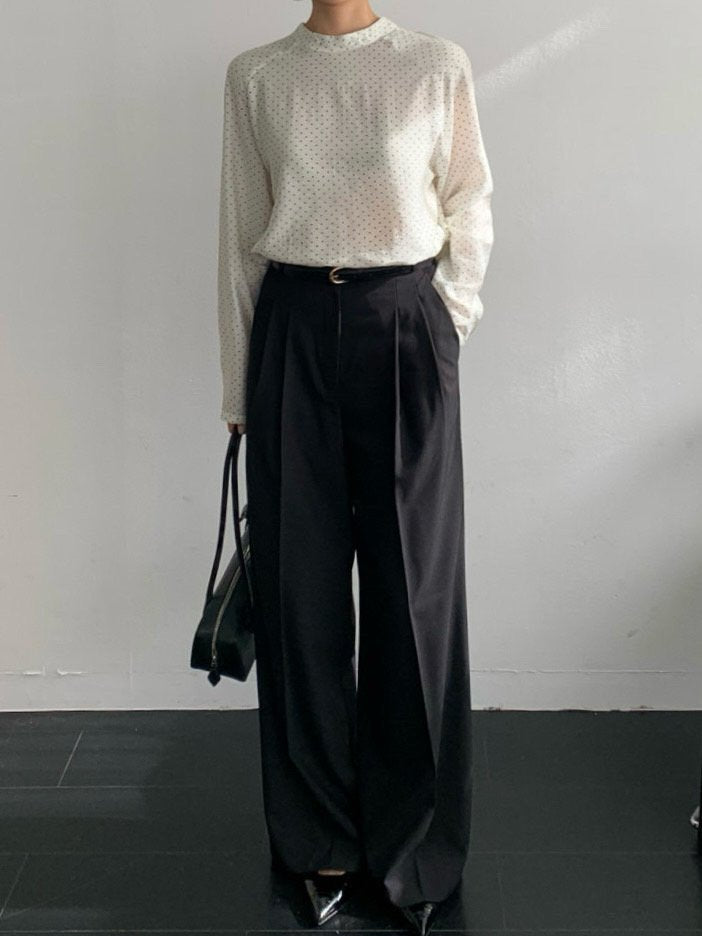 Pintuck Wide-Leg Trousers