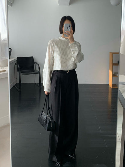 Pintuck Wide-Leg Trousers
