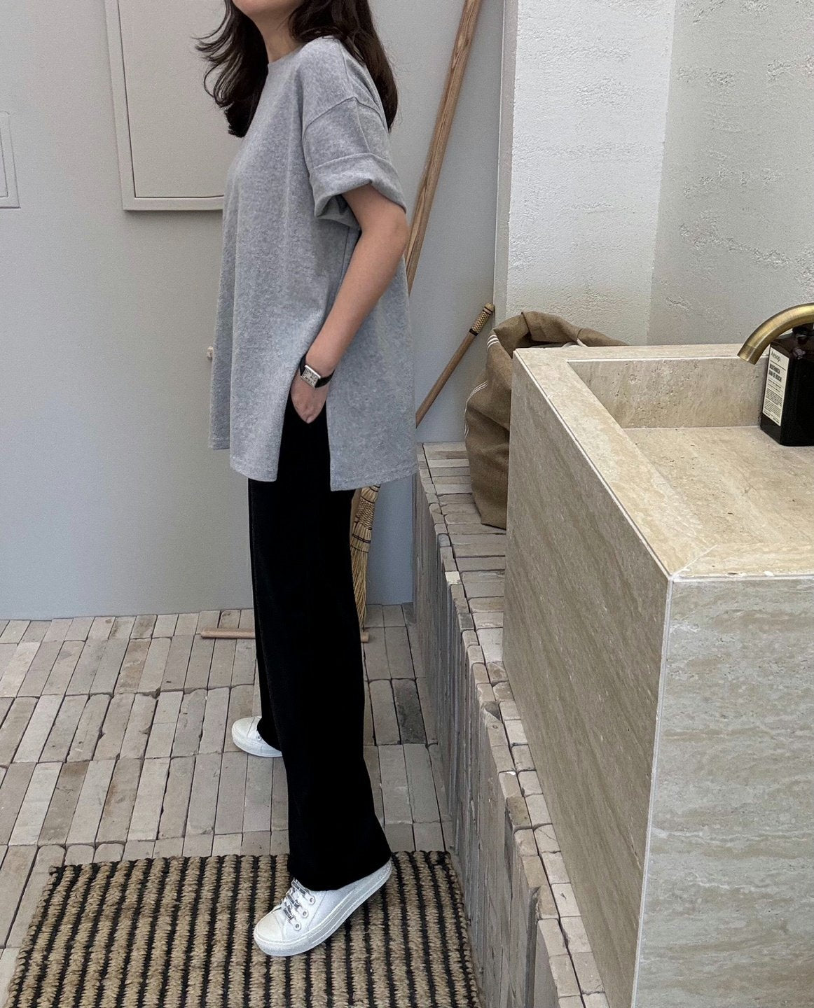Oversized Slit Long Tee