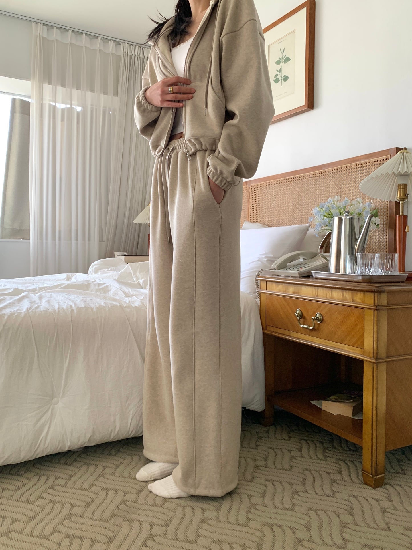 Fleece-Lined Drawstring Lounge Pants