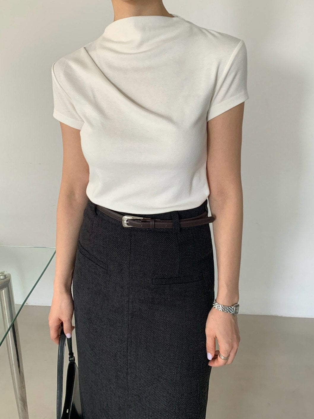 Asymmetry Soft Mock Tee