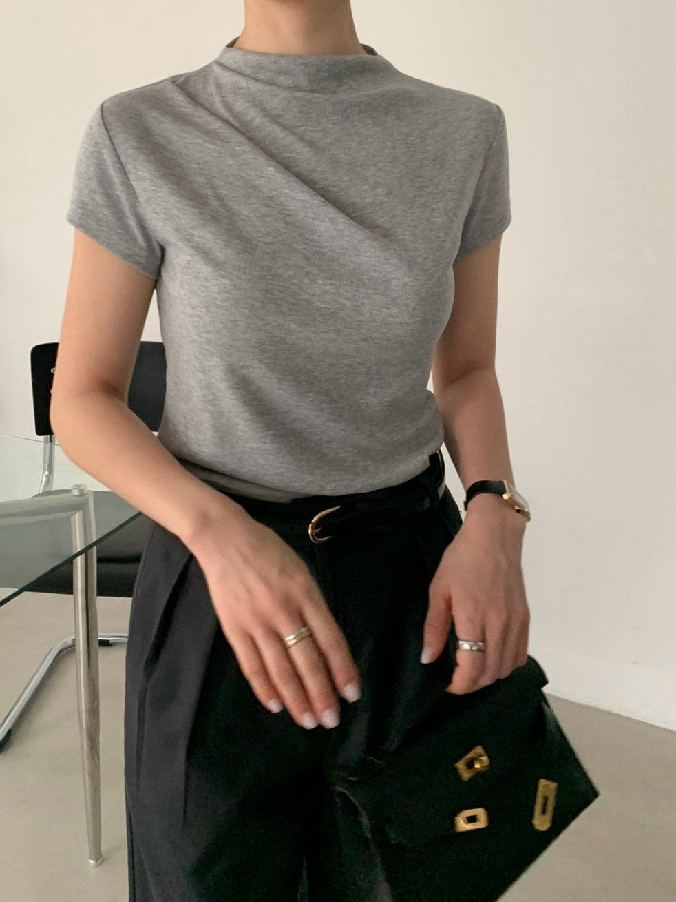 Asymmetry Soft Mock Tee