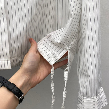 Stripe Drawstring Hem Shirt