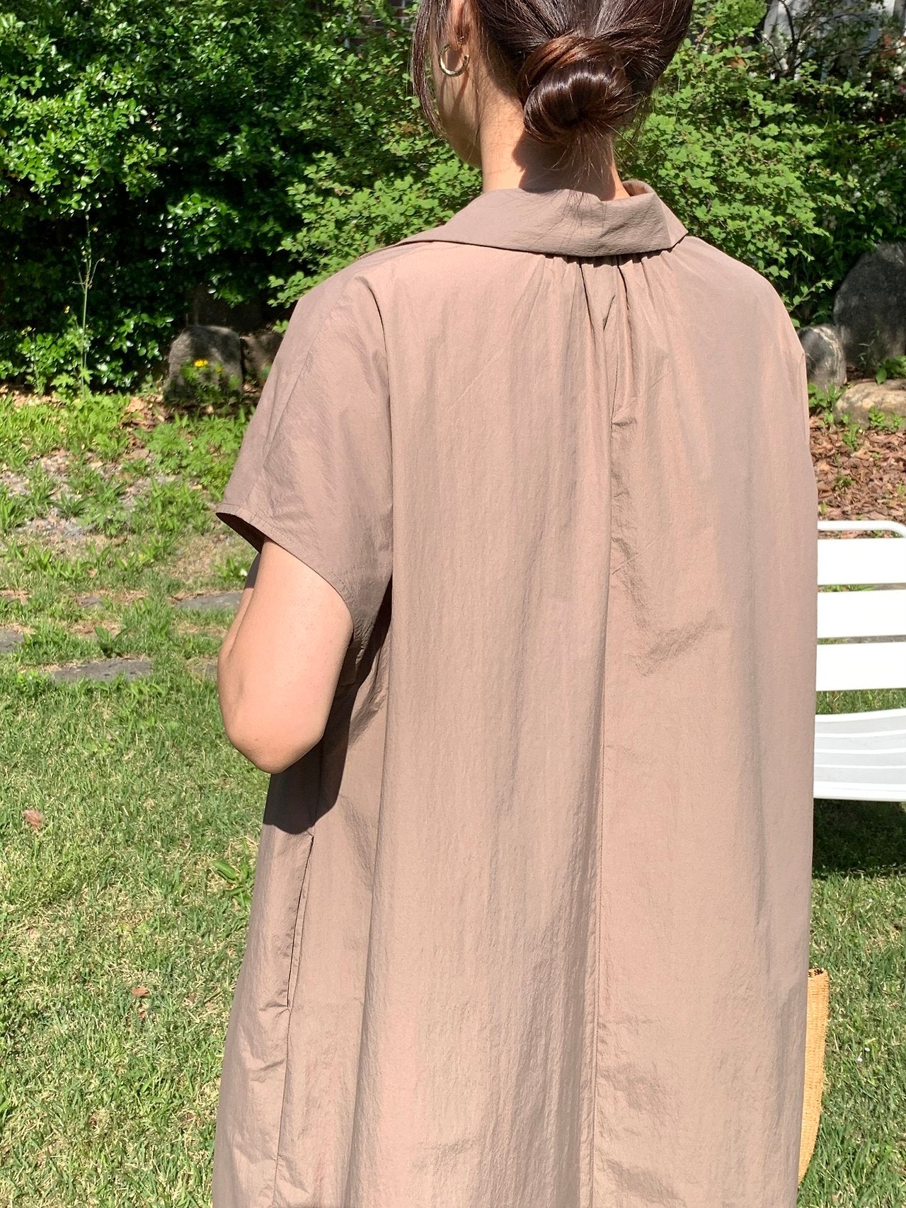 Open Collar Side Slit Dress