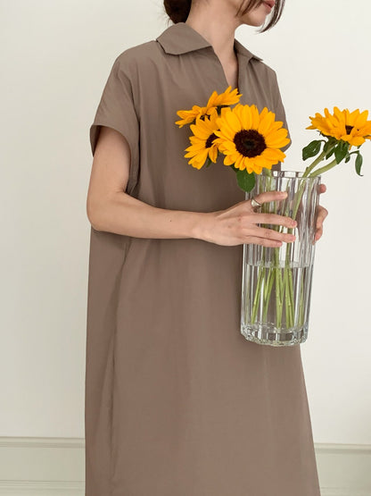 Open Collar Side Slit Dress