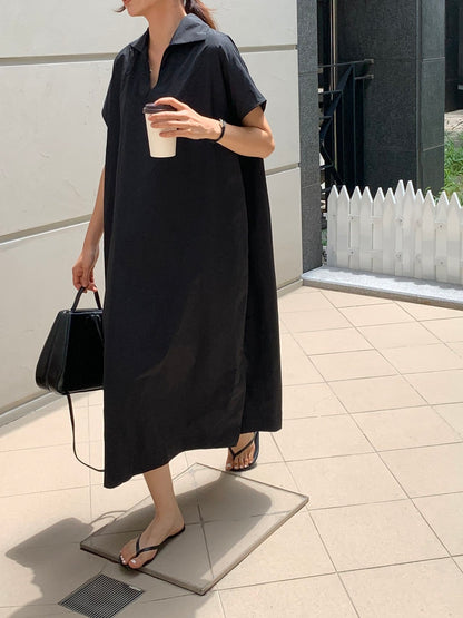 Open Collar Side Slit Dress