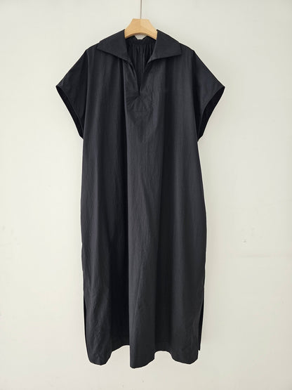 Open Collar Side Slit Dress