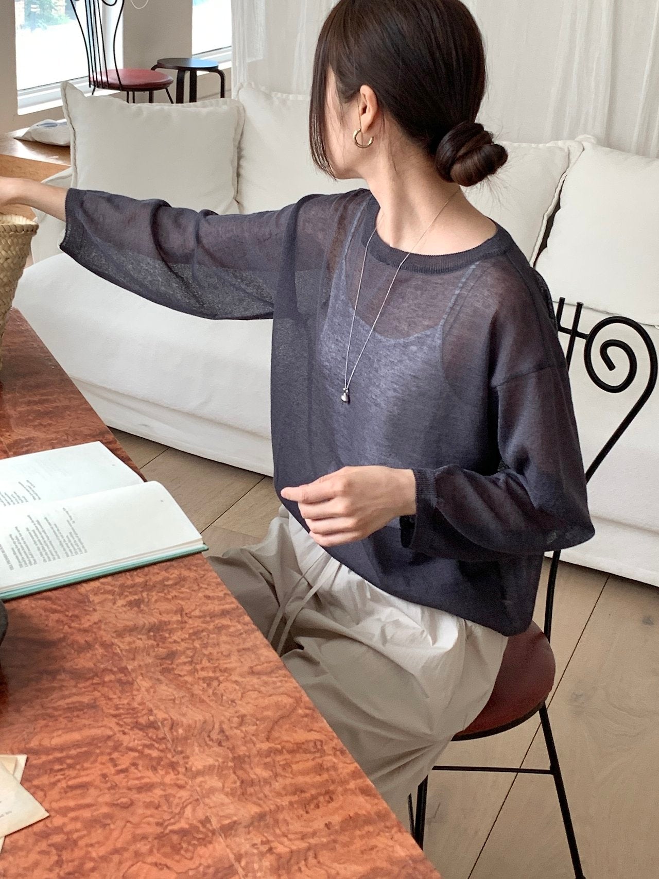 Sheer Linen Blend Knit
