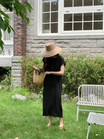Pleated Textured Midi Dress