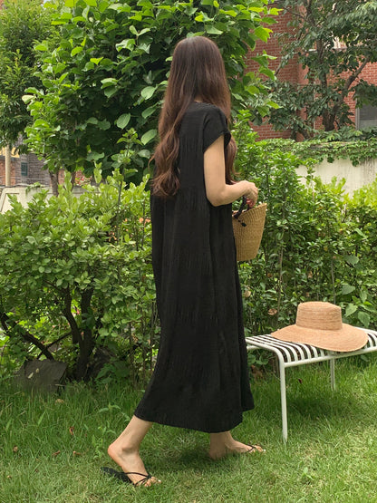 Pleated Textured Midi Dress