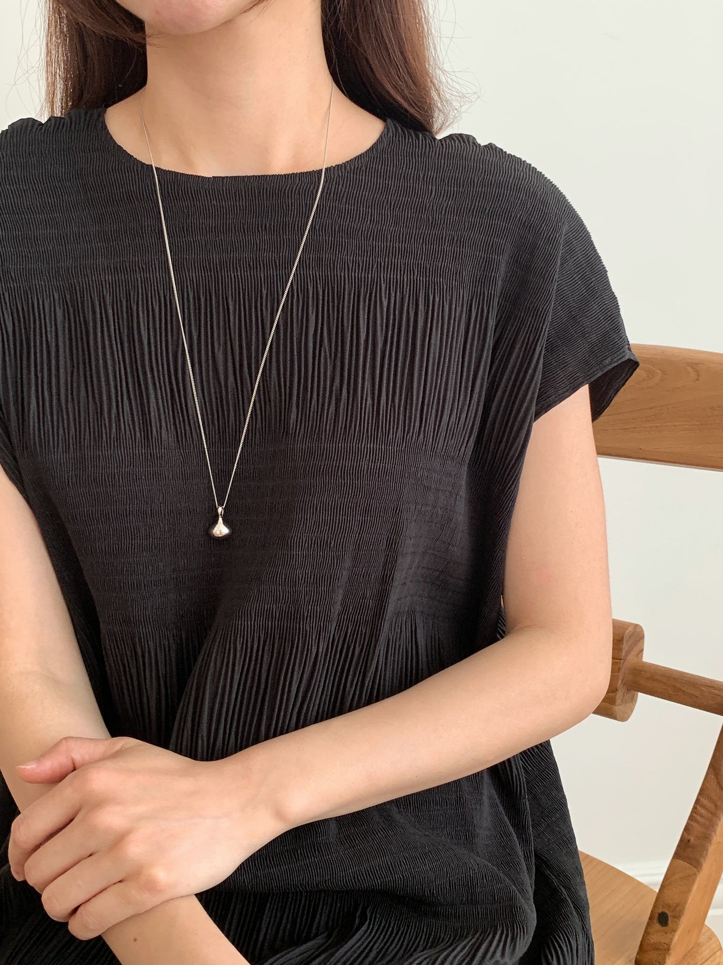 Pleated Textured Midi Dress