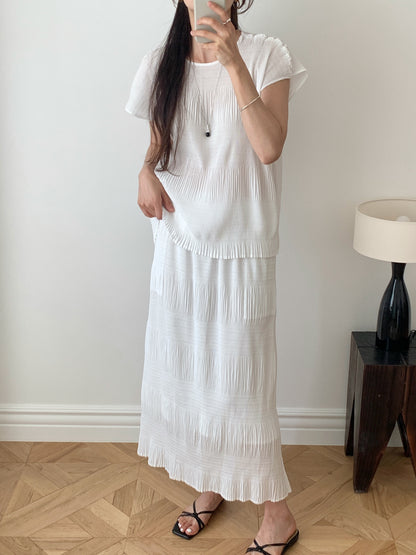 Pleated Texture Maxi Skirt