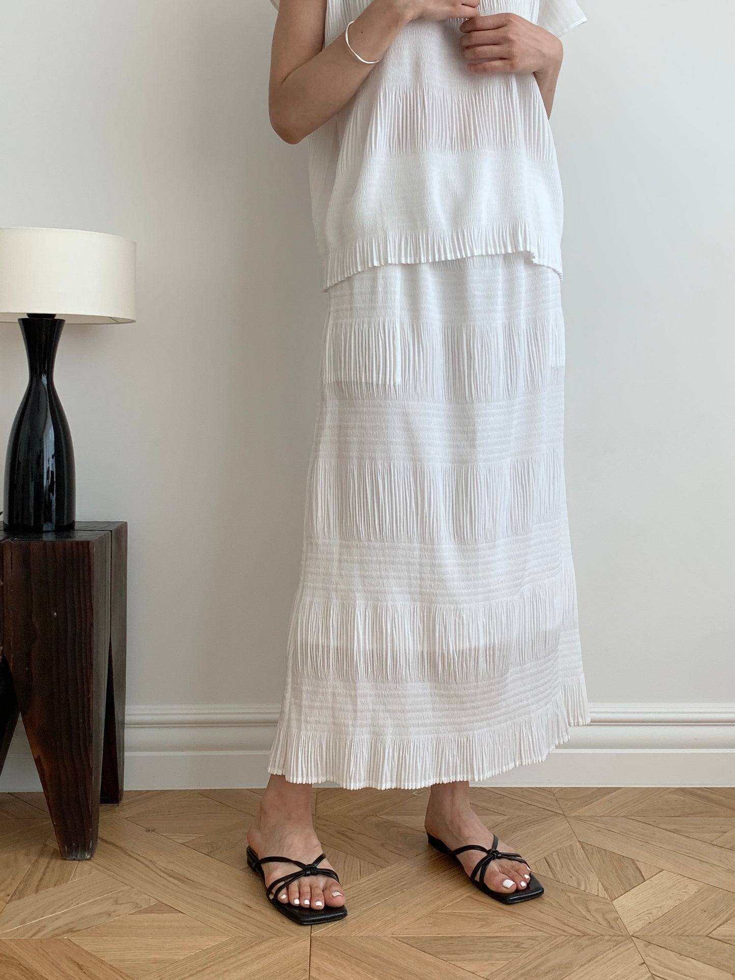 Pleated Texture Maxi Skirt
