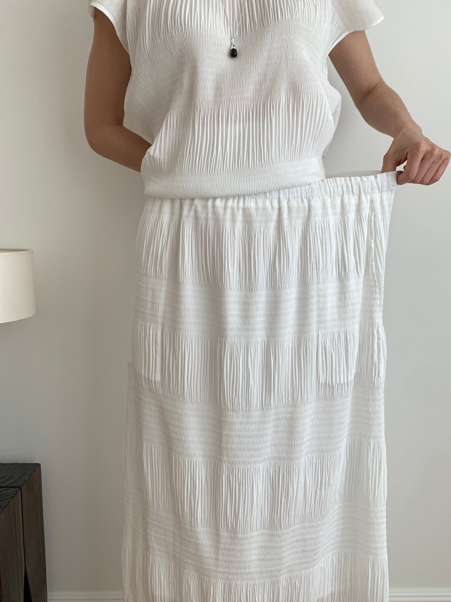Pleated Texture Maxi Skirt