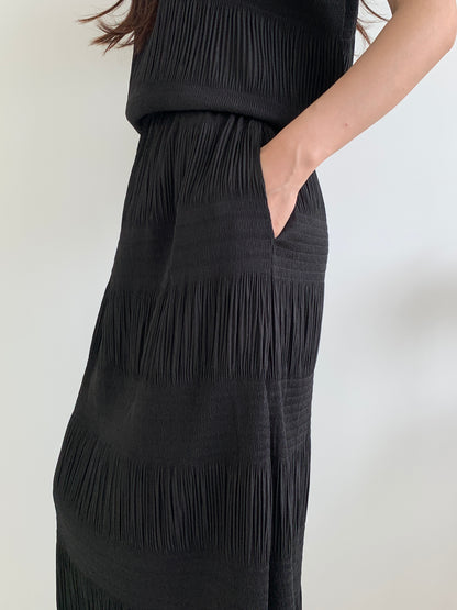 Pleated Texture Maxi Skirt
