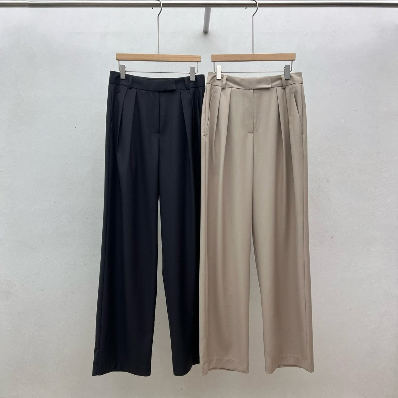 Pintuck Wide-Leg Trousers