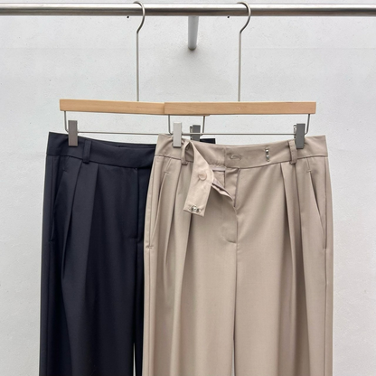 Pintuck Wide-Leg Trousers