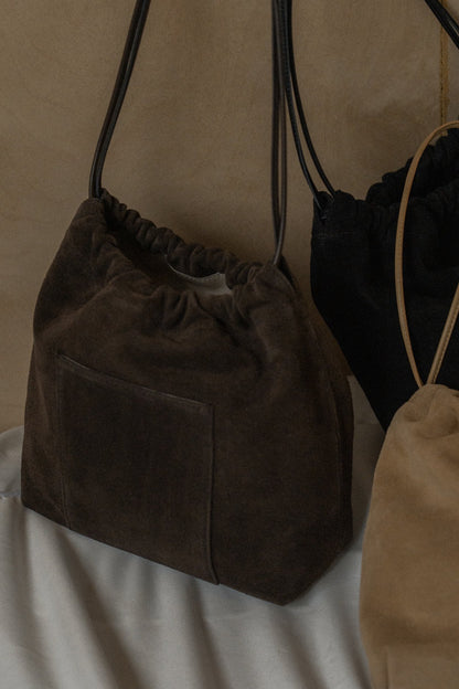 Suede Drawstring Bucket Bag