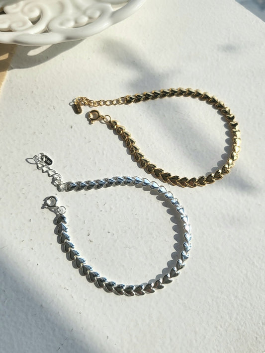 Heart Link Bracelet - Sterling Silver 925