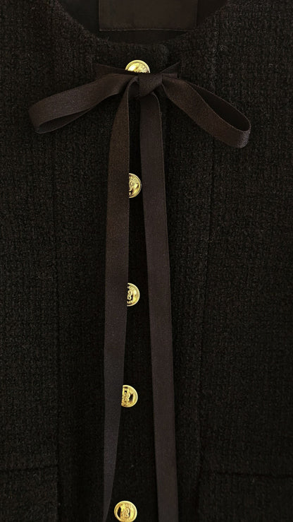 Ribbon-Tie Tweed Jacket