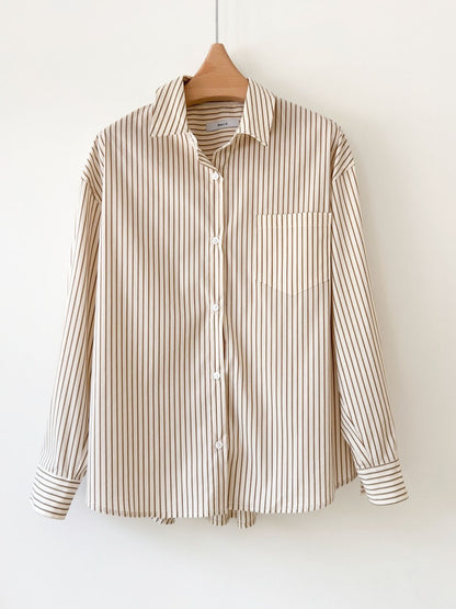 Wrinkle-Free Oversized Striped Shirt